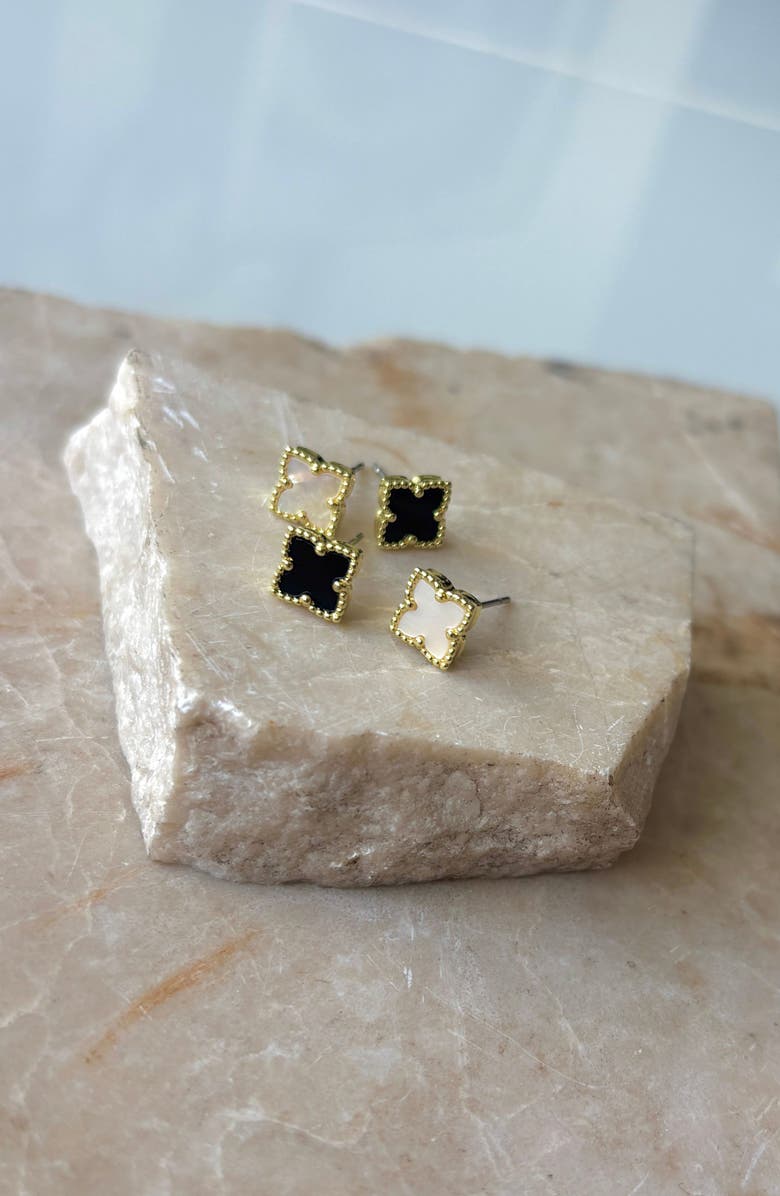 Adornia Set of 2 Clover Stud Earrings, Alternate, color, Gold