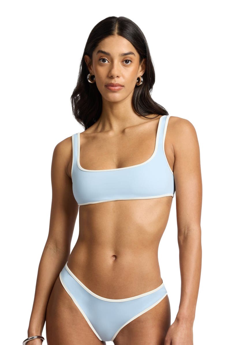 Onia Claire Square Neck Bikini Top, Alternate, color, Sky/White