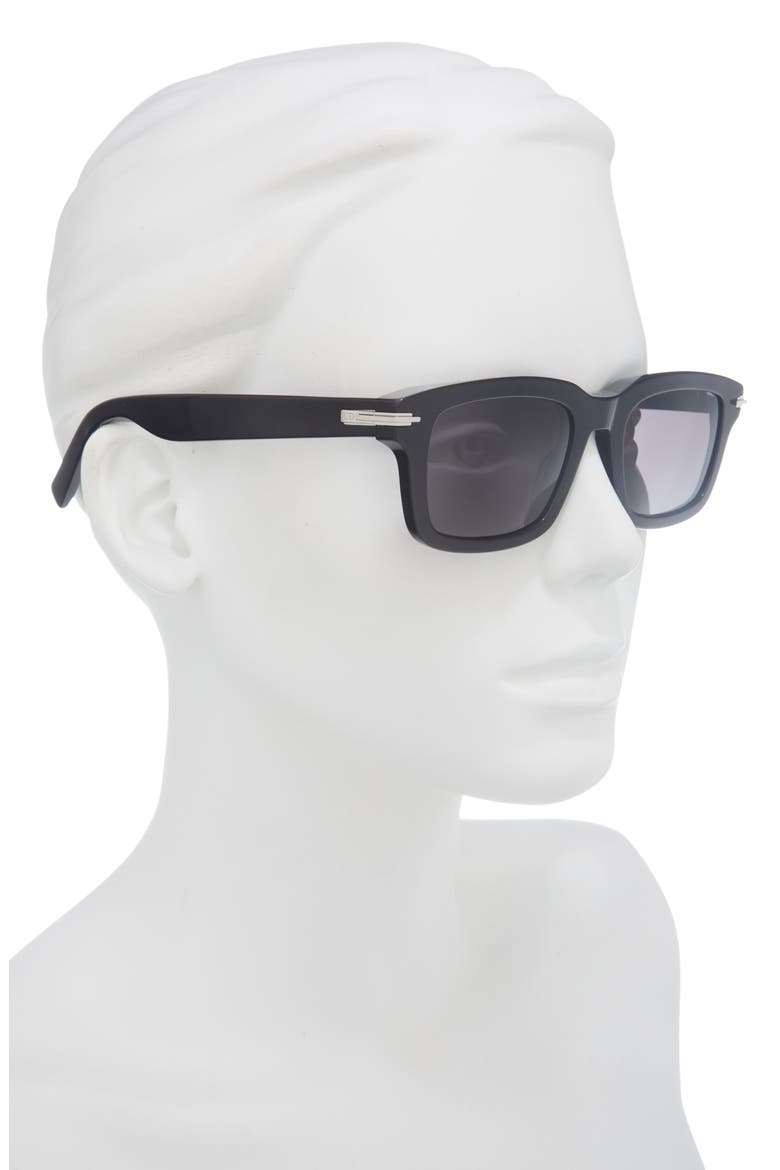 'DiorBlacksuit S16I 52mm Rectangular Sunglasses, Alternate, color, SHINY BLACK / SMOKE