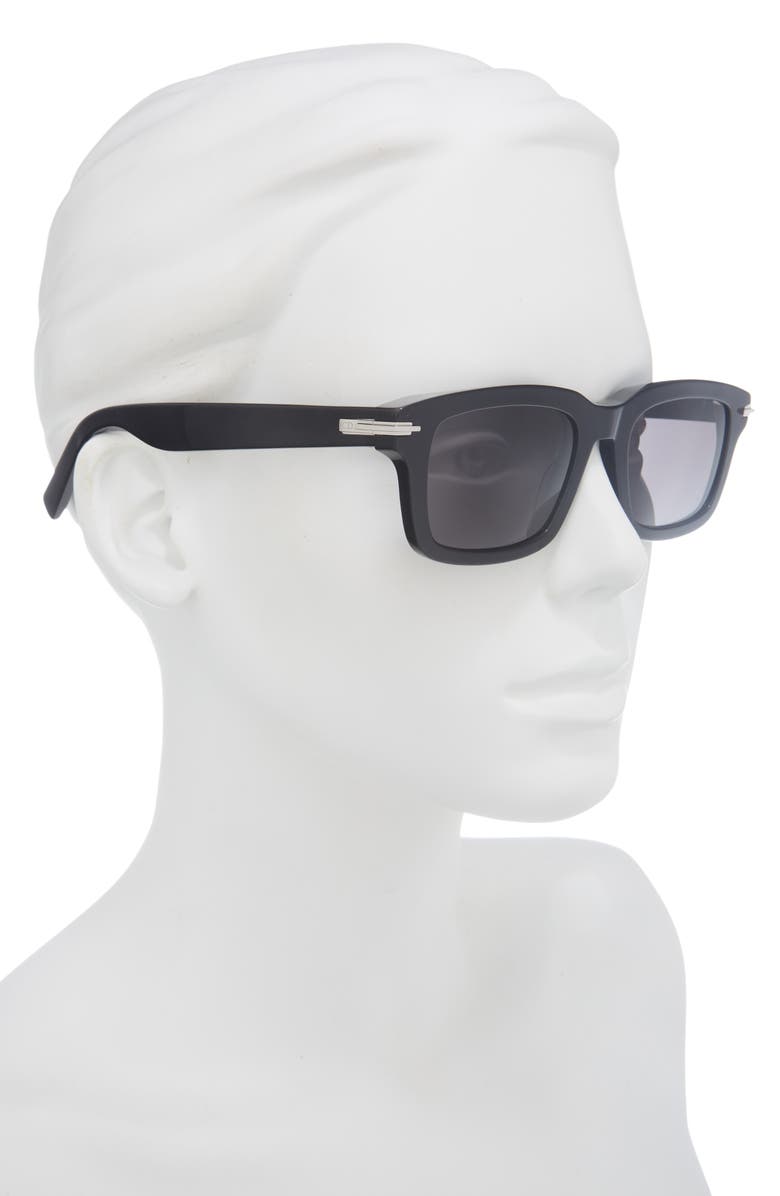 DIOR Blacksuit S16I 52mm Rectangular Sunglasses, Alternate, color, Shiny Black / Smoke