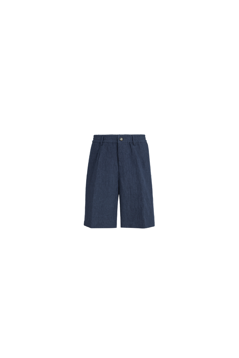Délavé linen Bermuda shorts, Alternate, color, Azure