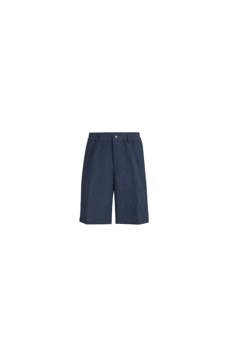 Brunello Cucinelli Délavé linen Bermuda shorts, Alternate, color, Azure
