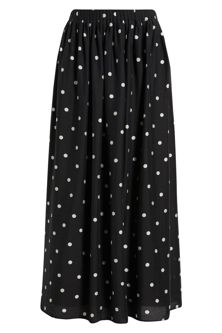 Print Pleated Maxi Skirt, Alternate, color, BLACK- IVORY DISORDERLY DOT