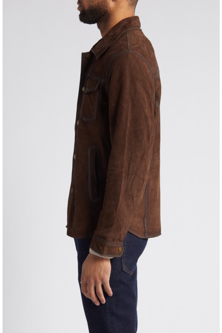 Suede Trucker Jacket, Alternate, color, DARK BROWN