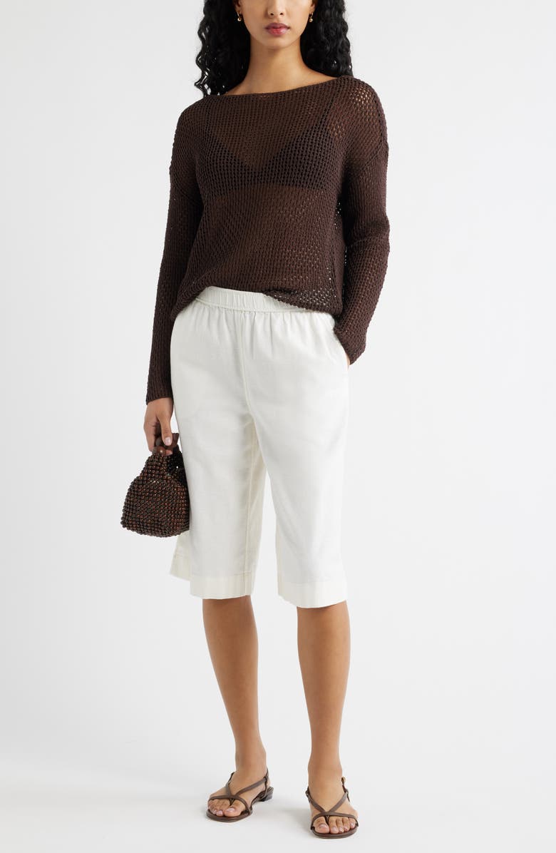 Open Edit Open Stitch Sweater, Alternate, color, Brown Seal