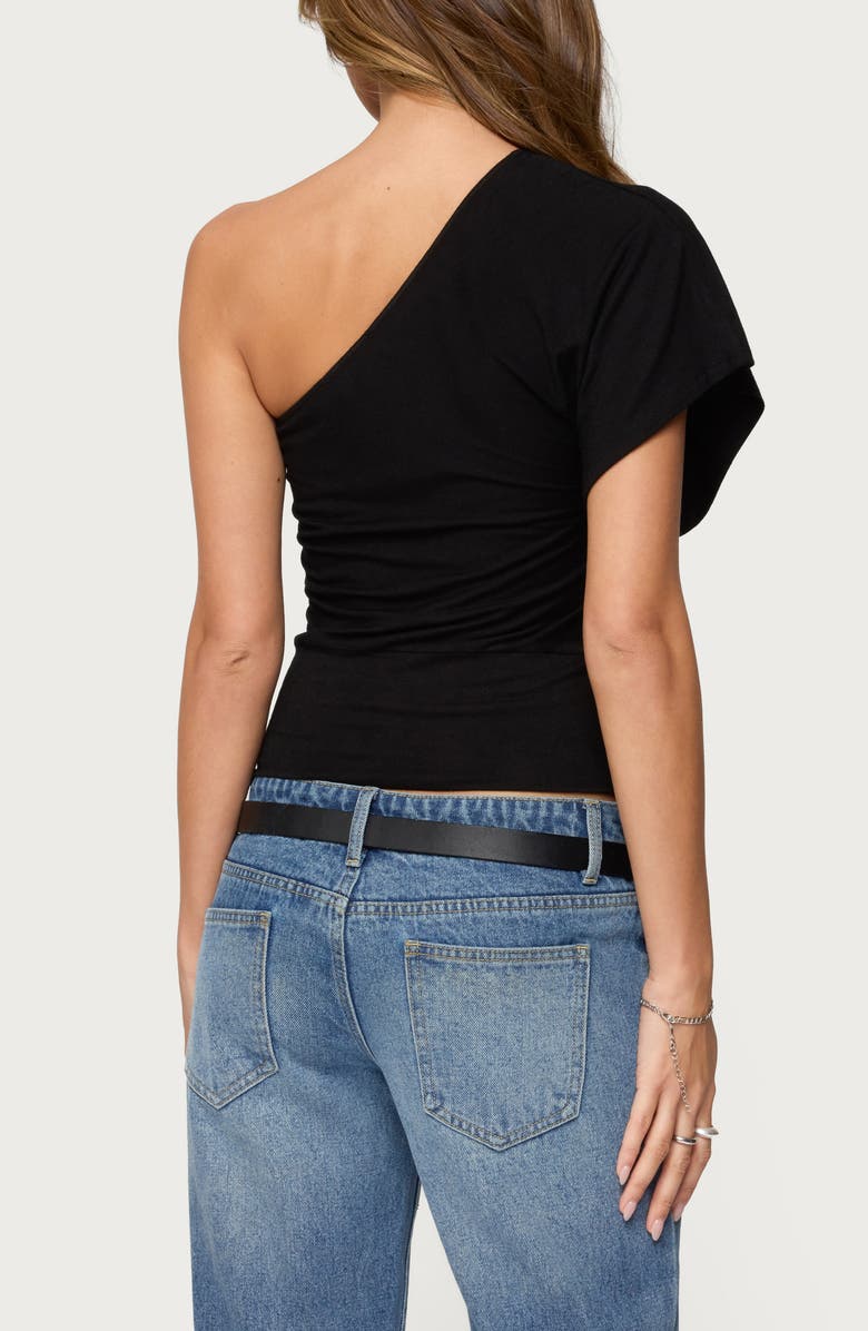 EDIKTED Ruched One-Shoulder Crop Top, Alternate, color, 