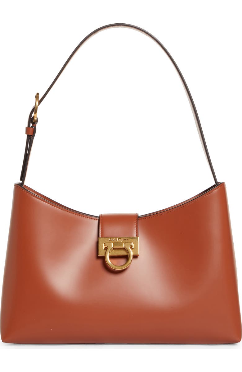 FERRAGAMO Trifolio Leather Shoulder Bag, Main, color,