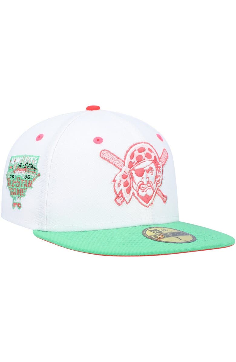 New Era Men's New Era White/Green Pittsburgh Pirates Watermelon Lolli 59FIFTY Fitted Hat, Main, color,