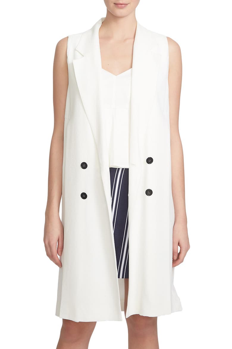 Double Breasted Trench Vest, Main, color, CLOUD