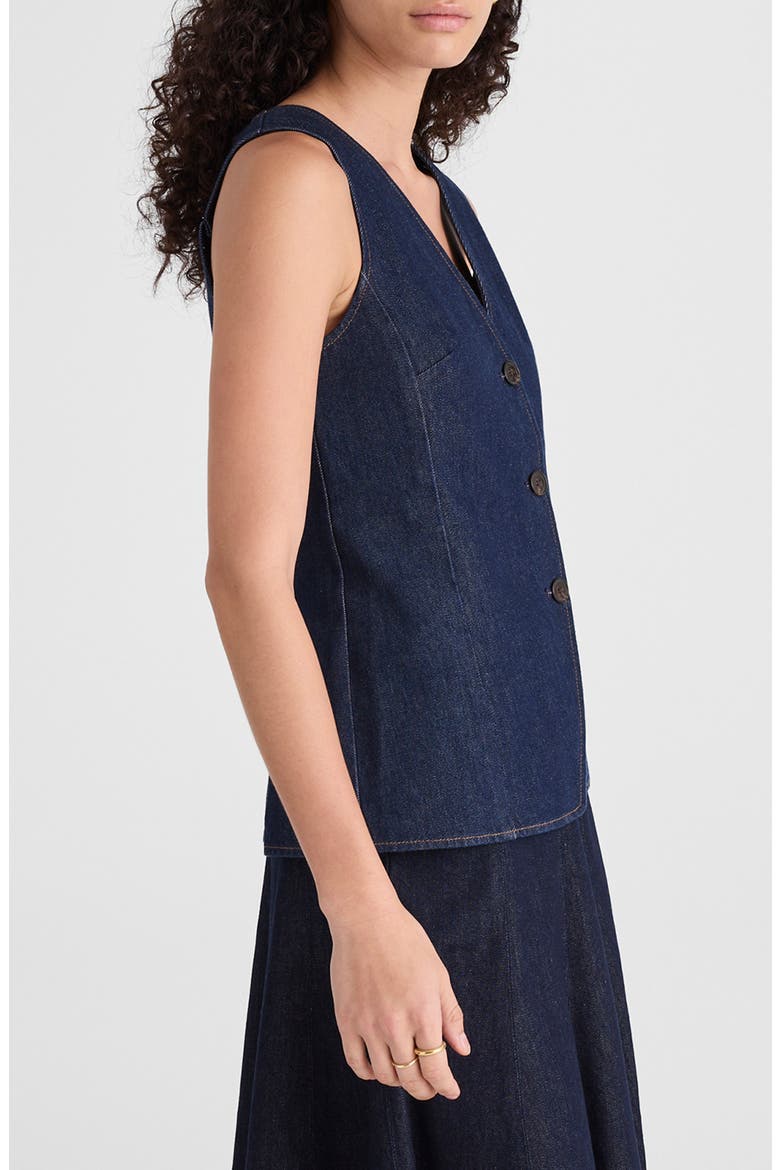 Denim Cutaway Vest, Alternate, color, RINSE WASH