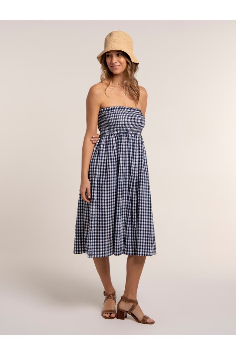 Teresa Gingham Midi Skirt, Alternate, color, Navy