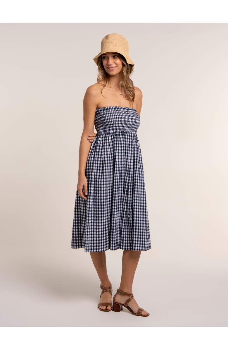 Brakeburn Teresa Gingham Midi Skirt, Alternate, color, Navy