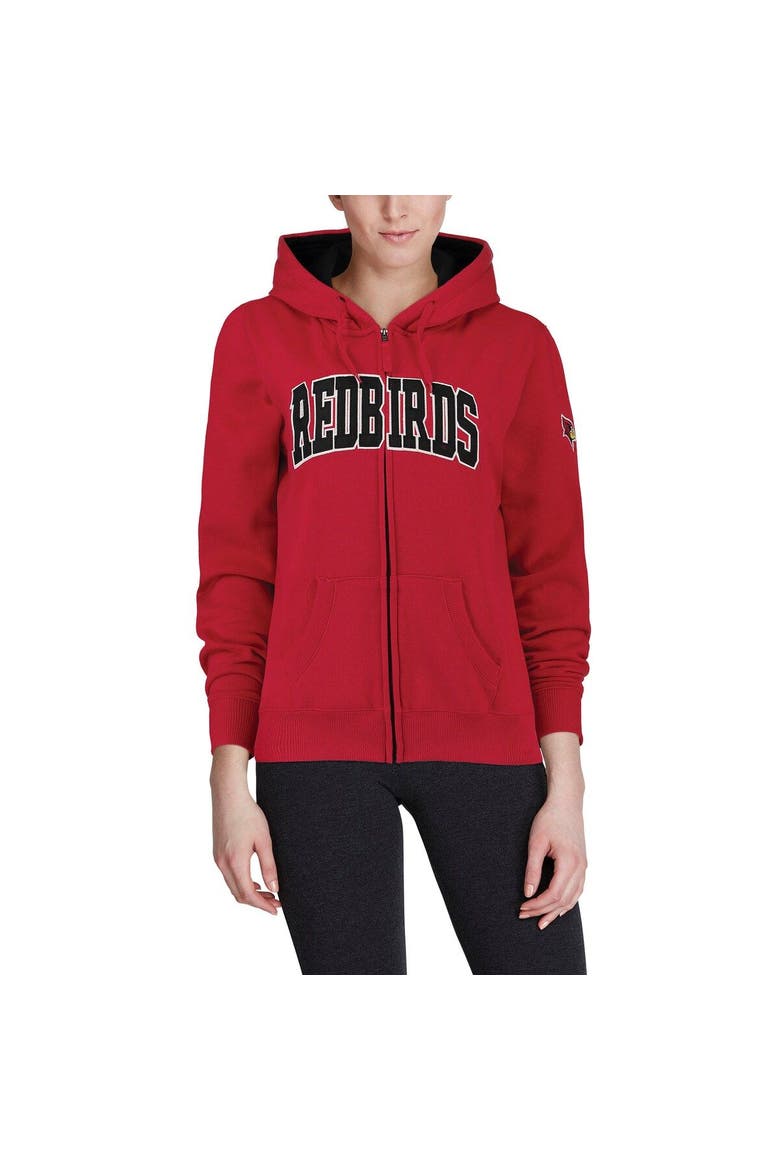 Women's Stadium Athletic Red Illinois State Redbirds Arched Name Full Zip Primary Logo Hoodie, Alternate, color, Red
