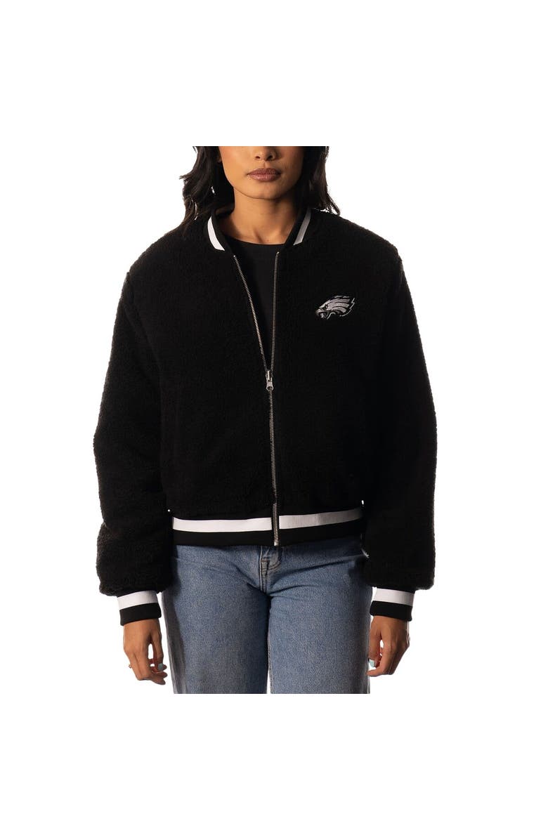 THE WILD COLLECTIVE Women's The Wild Collective Midnight Green/Black Philadelphia Eagles Reversible Sherpa Full-Zip Bomber Jacket, Alternate, color, 