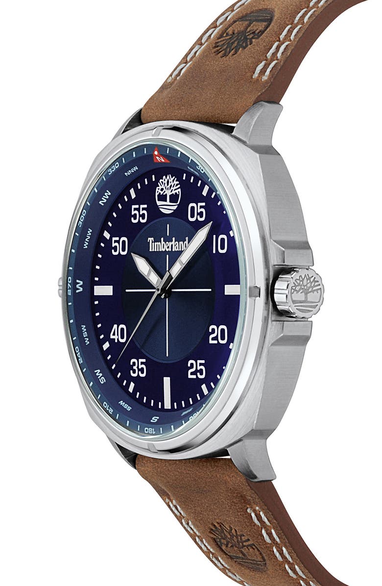 Timberland Williston Leather Strap Watch, 47mm, Alternate, color,