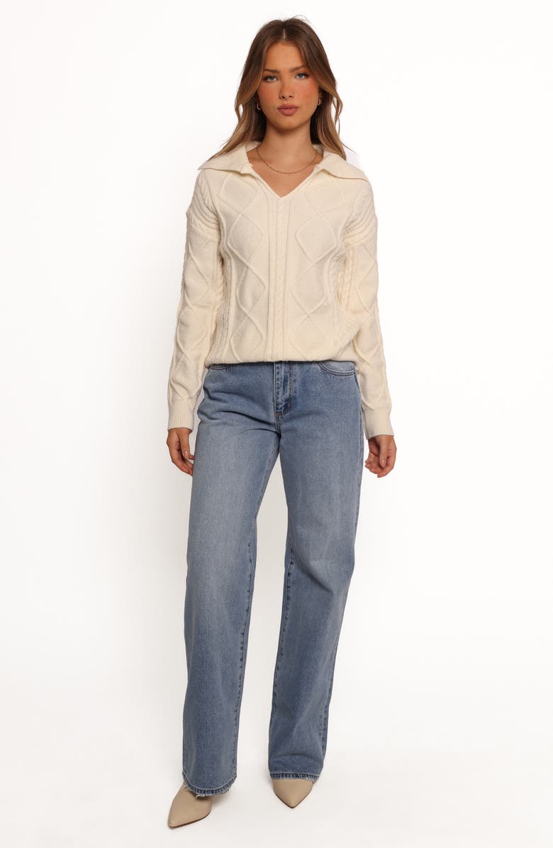 Petal & Pup Robbie Cable Stitch Sweater, Alternate, color, Cream