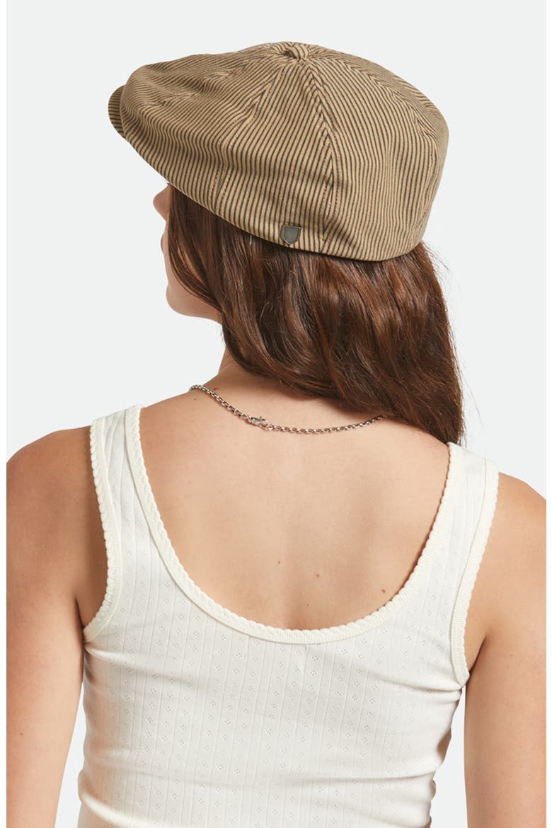 Brood Stripe Driving Cap, Alternate, color, DARK TAN/ BLACK HICKORY STRIPE