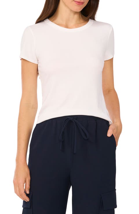 Rib Knit Jersey T-Shirt