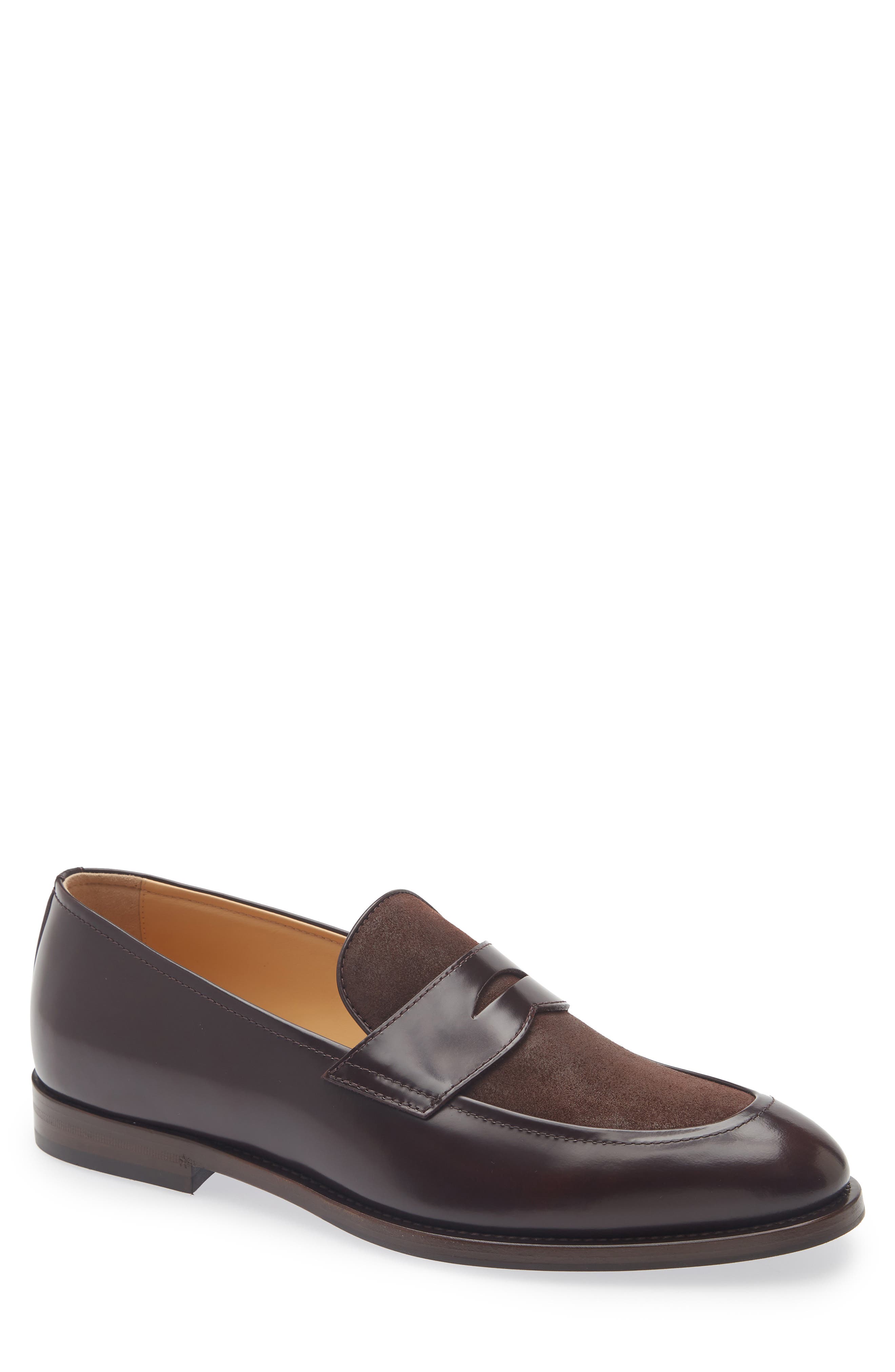 Two-Tone Suede & Leather Loafer, Main, color, CKC46 BURGUNDY