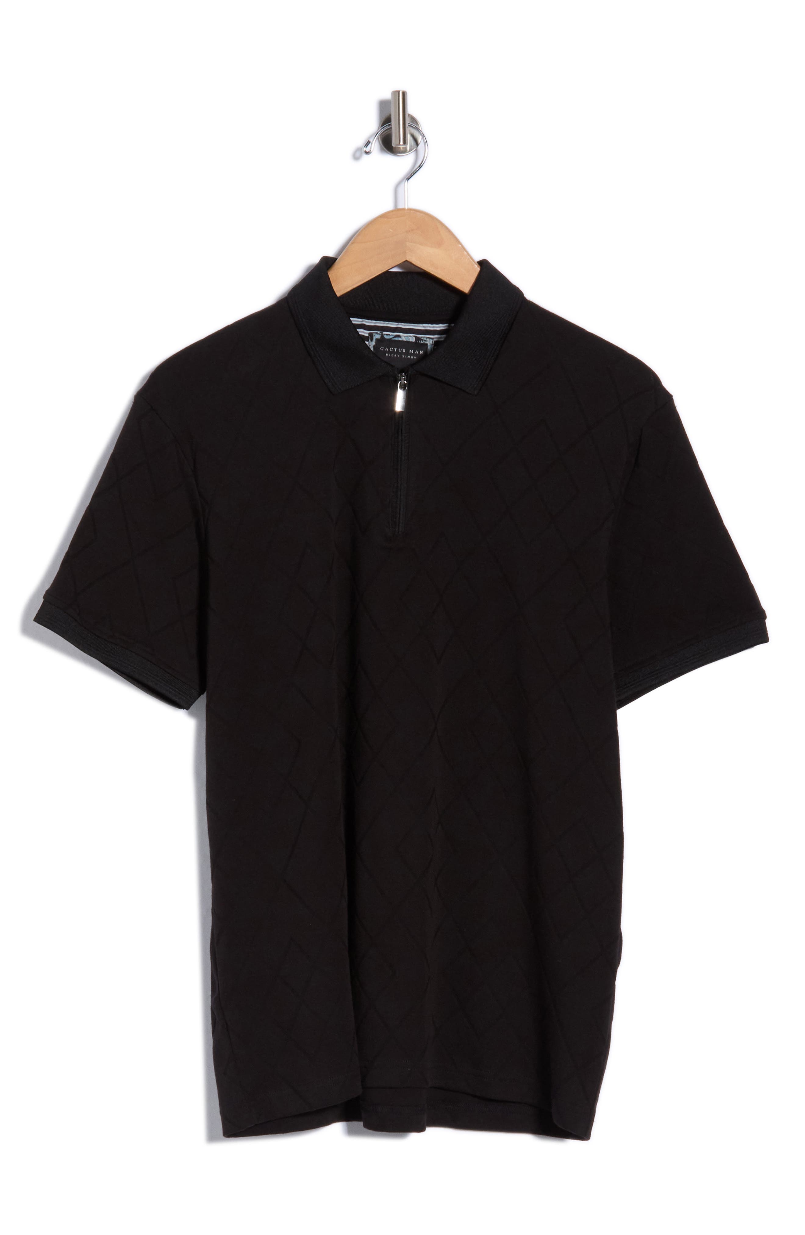 Geo Textured Quarter Zip Polo
