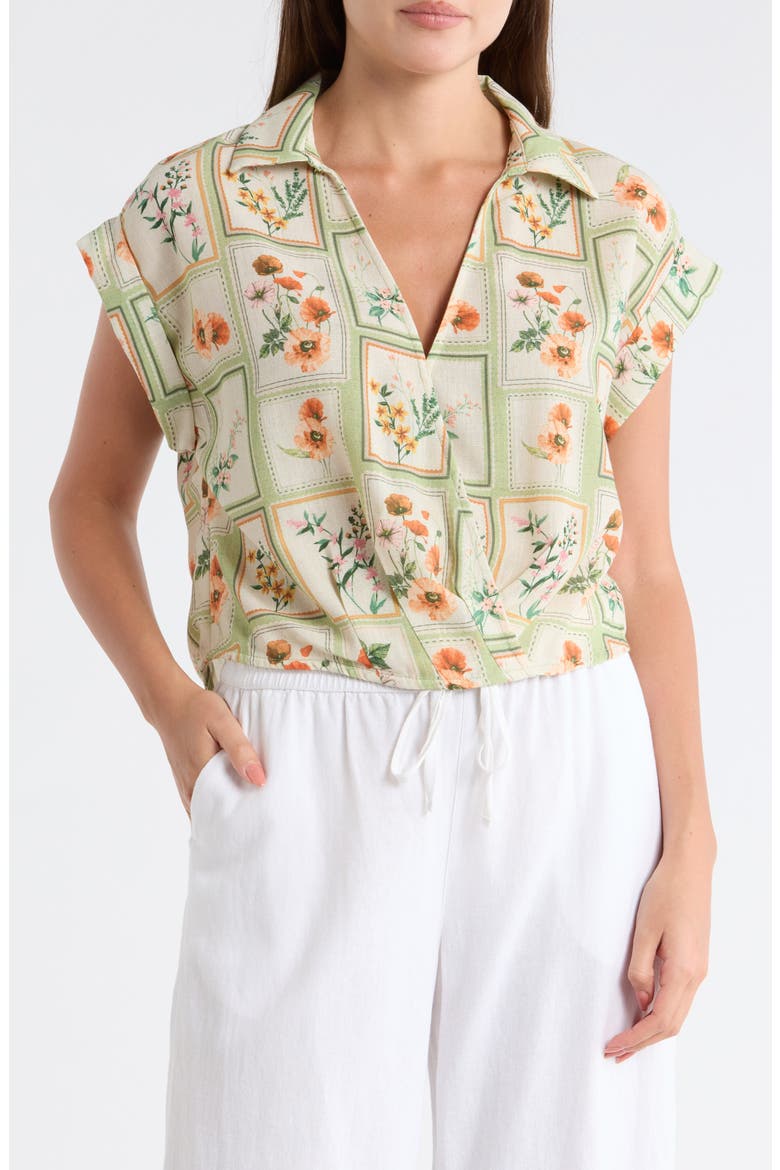 Johnny Collar Short Sleeve Crop Top, Main, color, SAGE
