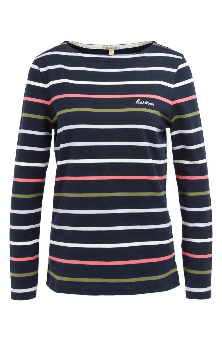 Barbour Hawkins Stripe Long Sleeve Cotton Sweater, Alternate, color, Navy/ Pink Stripe