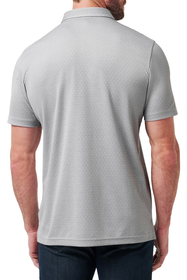 Handsome Town Dot Print Piqué Button-Down Polo, Alternate, color, HEATHER LIGHT GREY