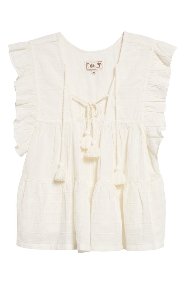 MILLE Chelsea Ruffle Cotton Blend Top, Alternate, color, Casablanca