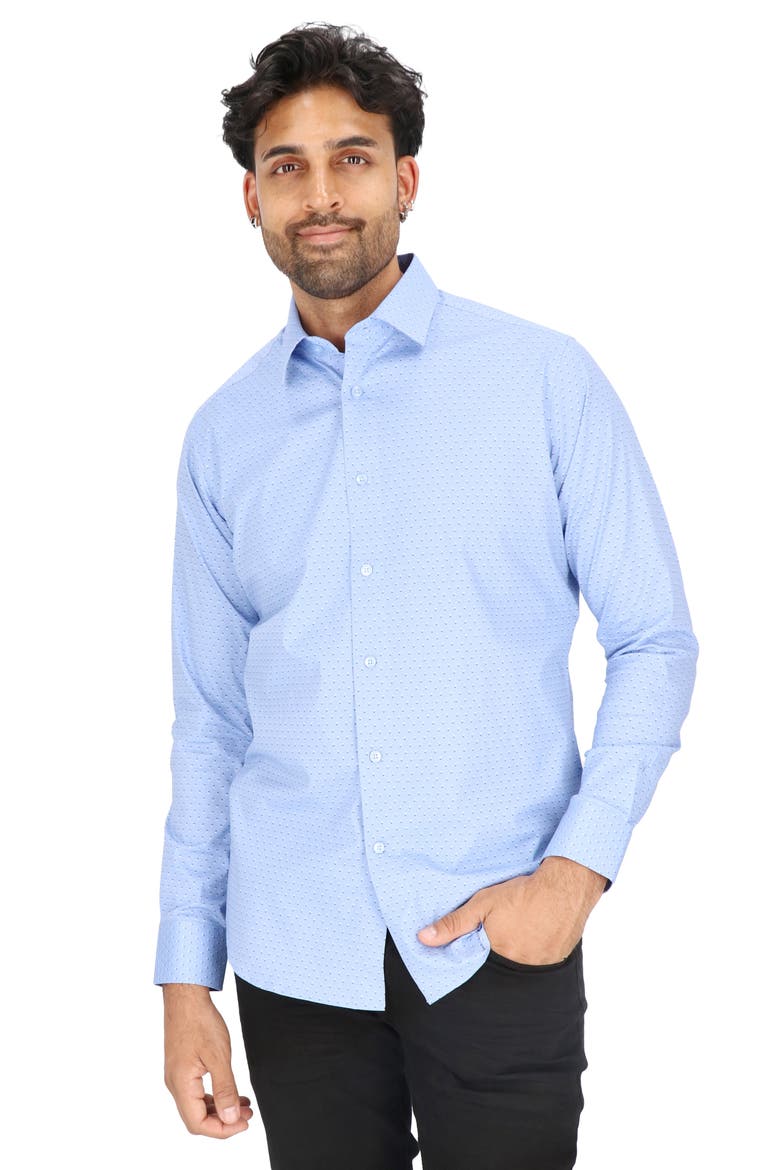 Dot Print Modern Fit Dress Shirt, Main, color, BLUE