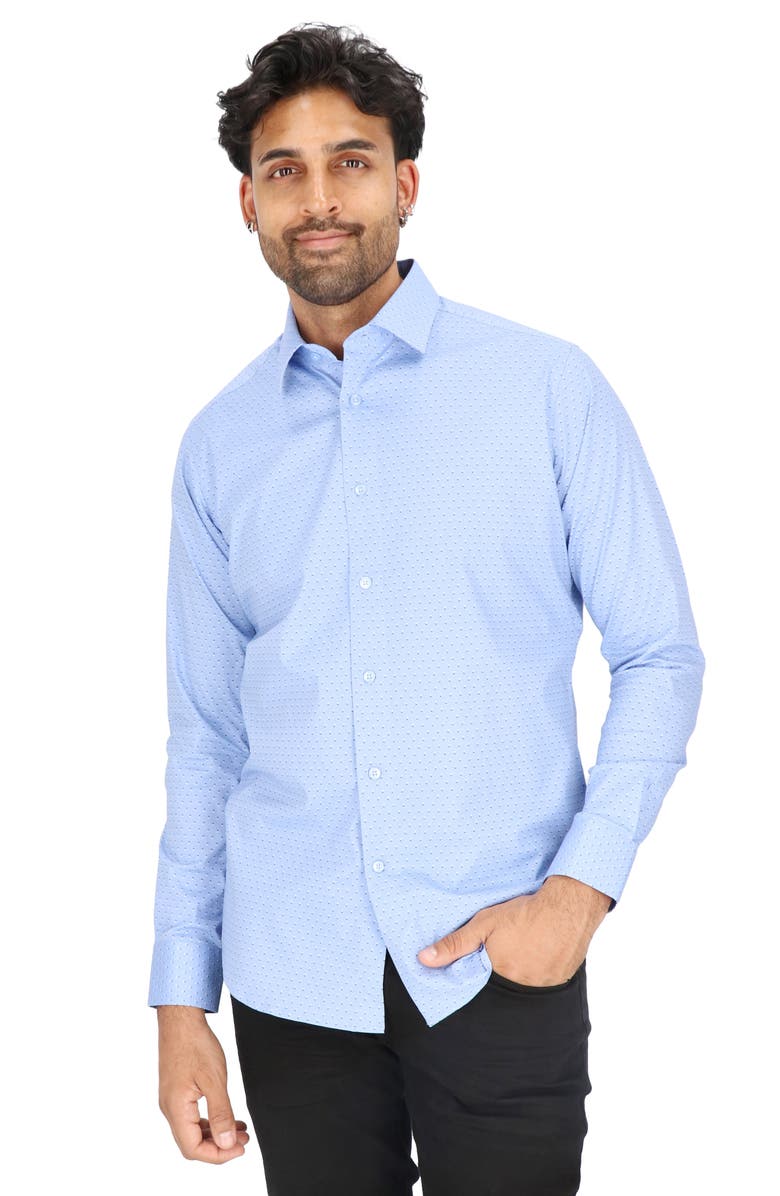 Scotch & Soda Dot Print Modern Fit Dress Shirt, Main, color, Blue