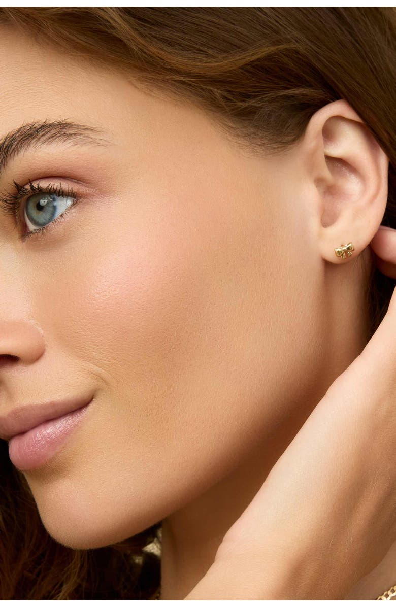 Oradina 14K Yellow Gold Bow Studs Earrings, Alternate, color, Yellow Gold