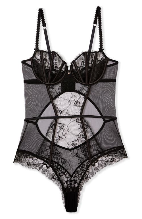 Etam Mascarade Embroidered Underwire Bodysuit In Black