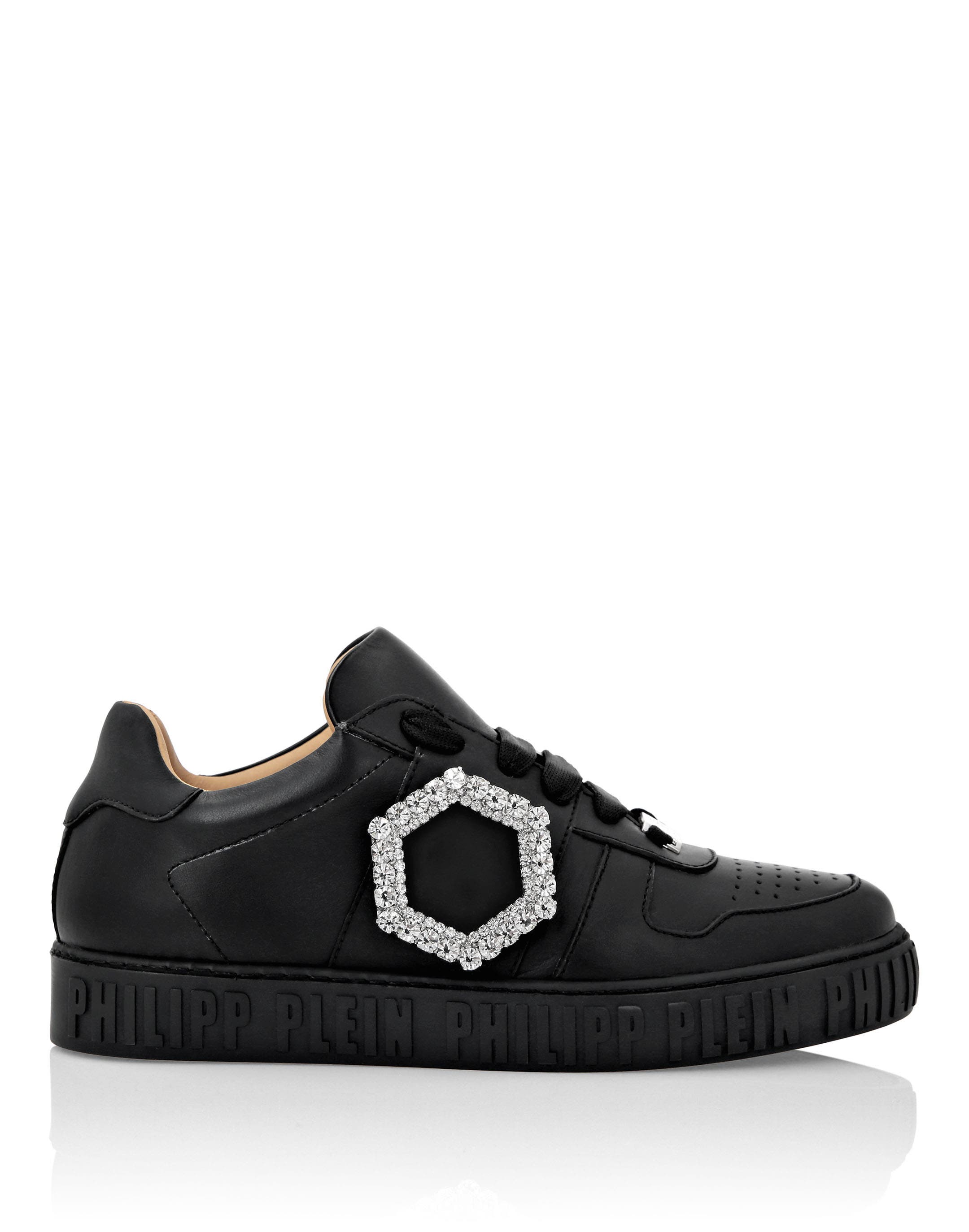 Leather Lo-Top Sneakers Women, Alternate, color, black/black