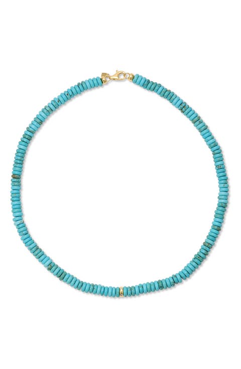 Semiprecious Stone Rondelle Bead Necklace
