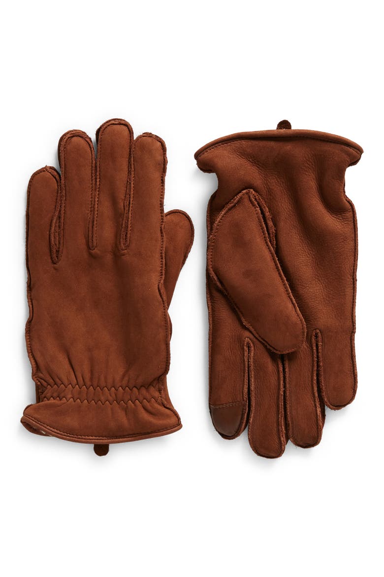 Faux Fur Lined Tech Gloves, Main, color, BROWN