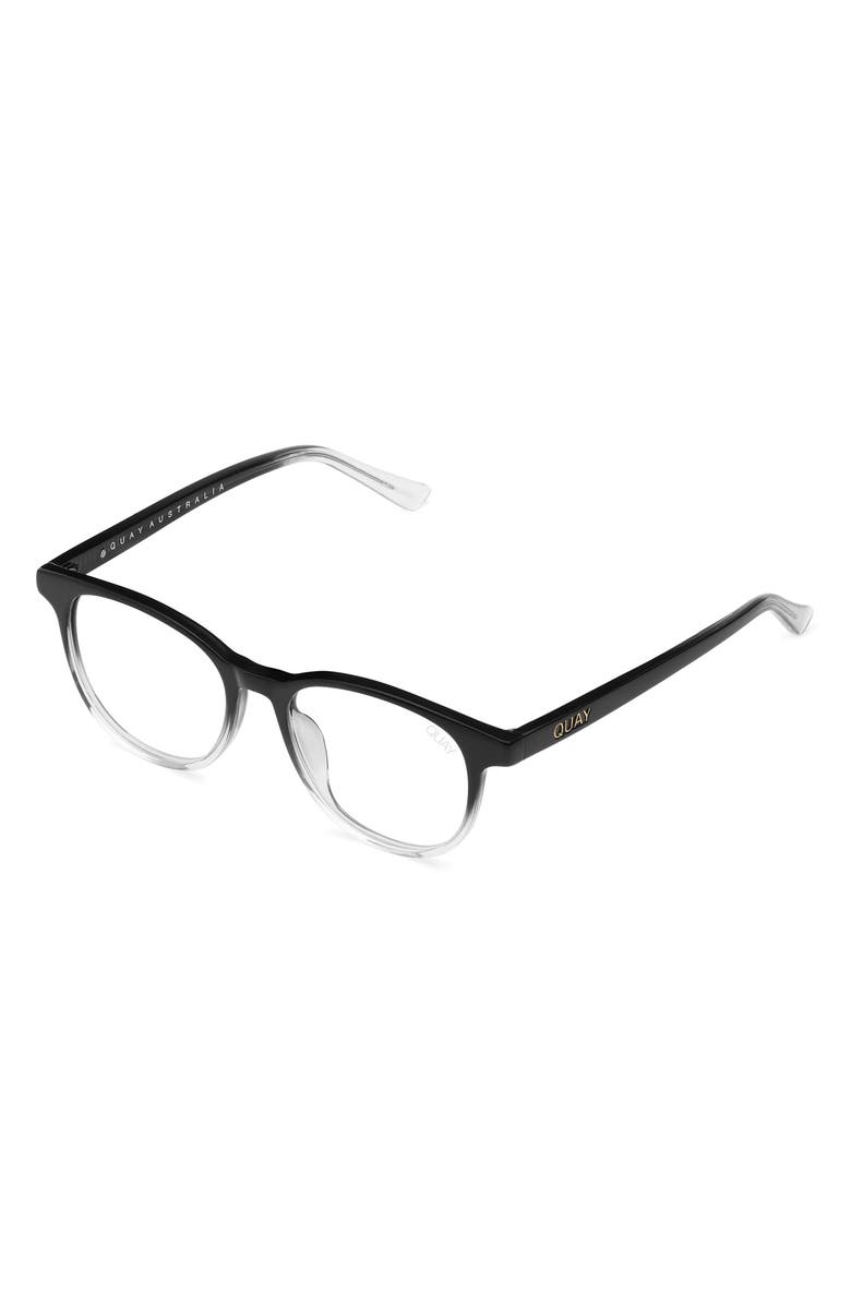 QUAY Blueprint 48mm Round Reading Glasses, Alternate, color, Black / Clear Blue Light Lens