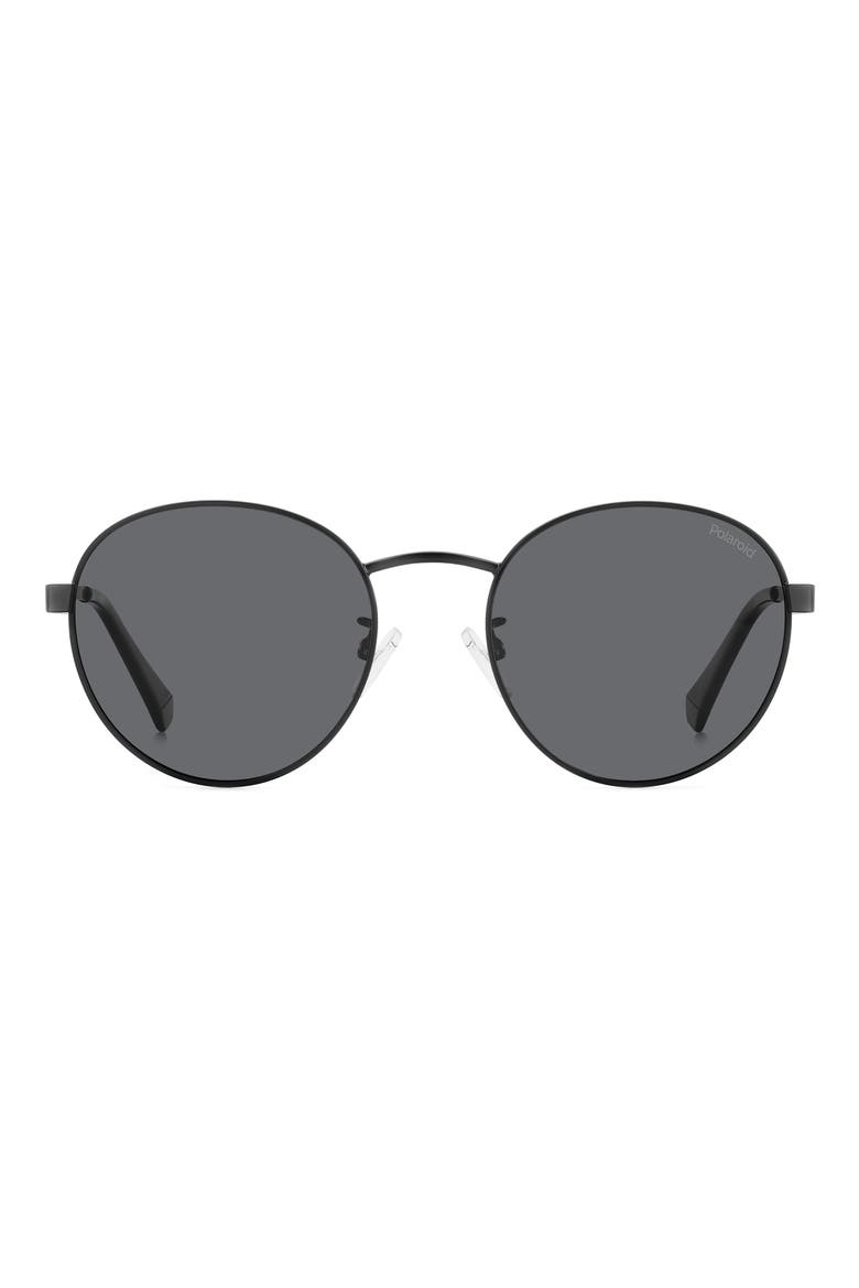 52mm Polarized Round Sunglasses, Alternate, color, MATTE BLACK/ GRAY POLAR