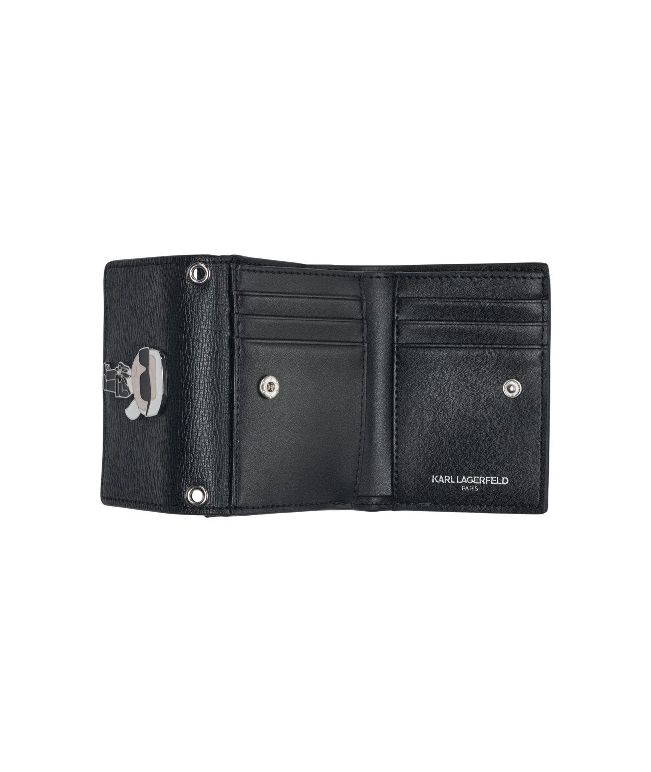 KARL LAGERFELD PARIS Wallet On Chain, Alternate, color, Black/Black Multi