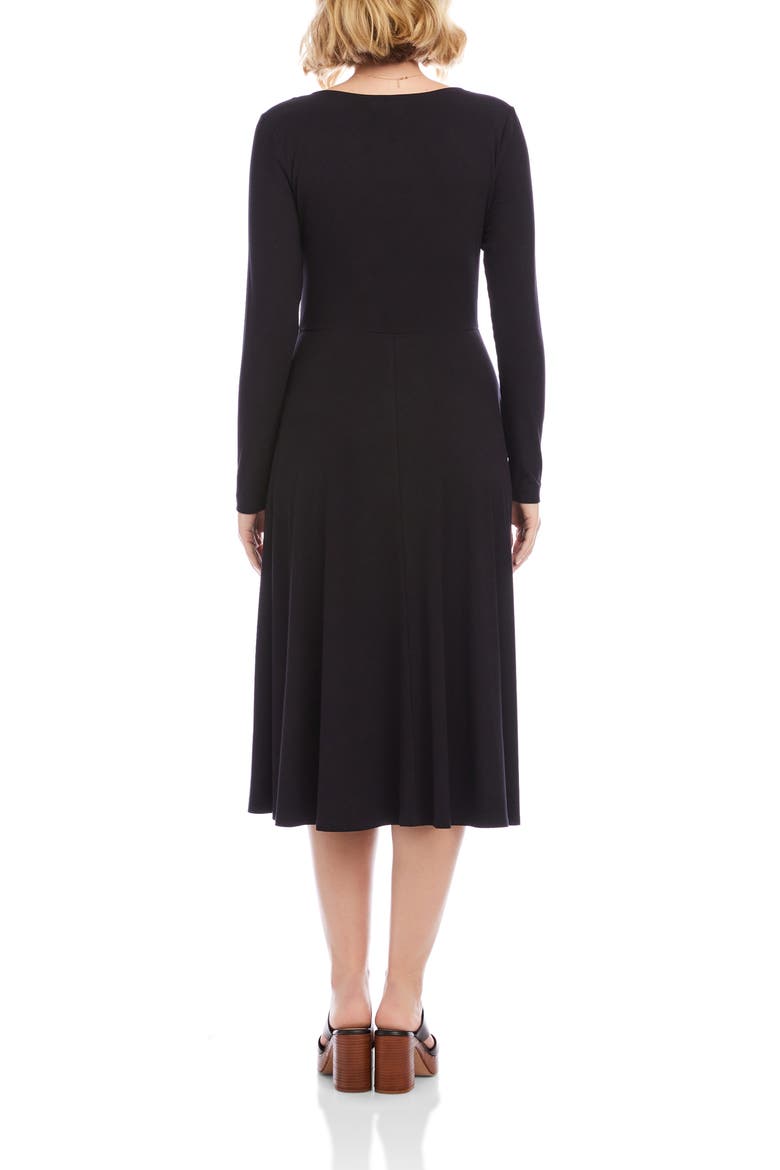 Long Sleeve Scoop Neck A-Line Jersey Dress, Alternate, color, BLACK