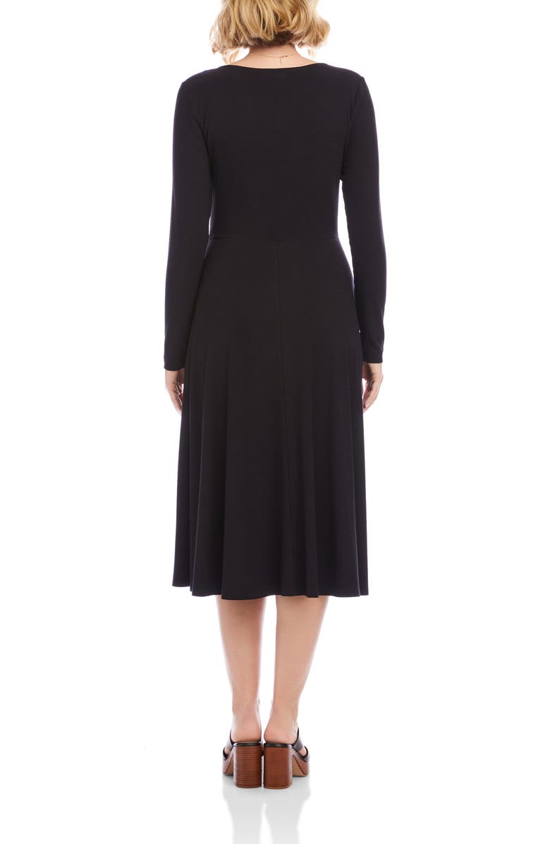 Karen Kane Long Sleeve Scoop Neck A-Line Jersey Dress, Alternate, color, Black