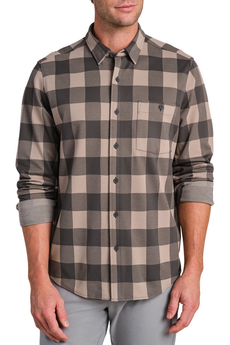 Hardy Check Flannel Button-Up Shirt, Main, color, FOGGY TAUPE/ IRON BUFFALO