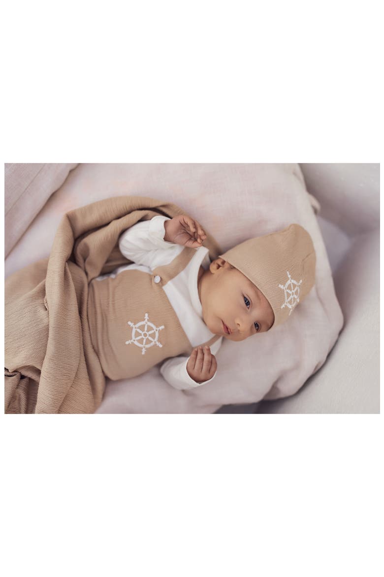 Sailor Long Sleeve Overall Footie, Alternate, color, SAND