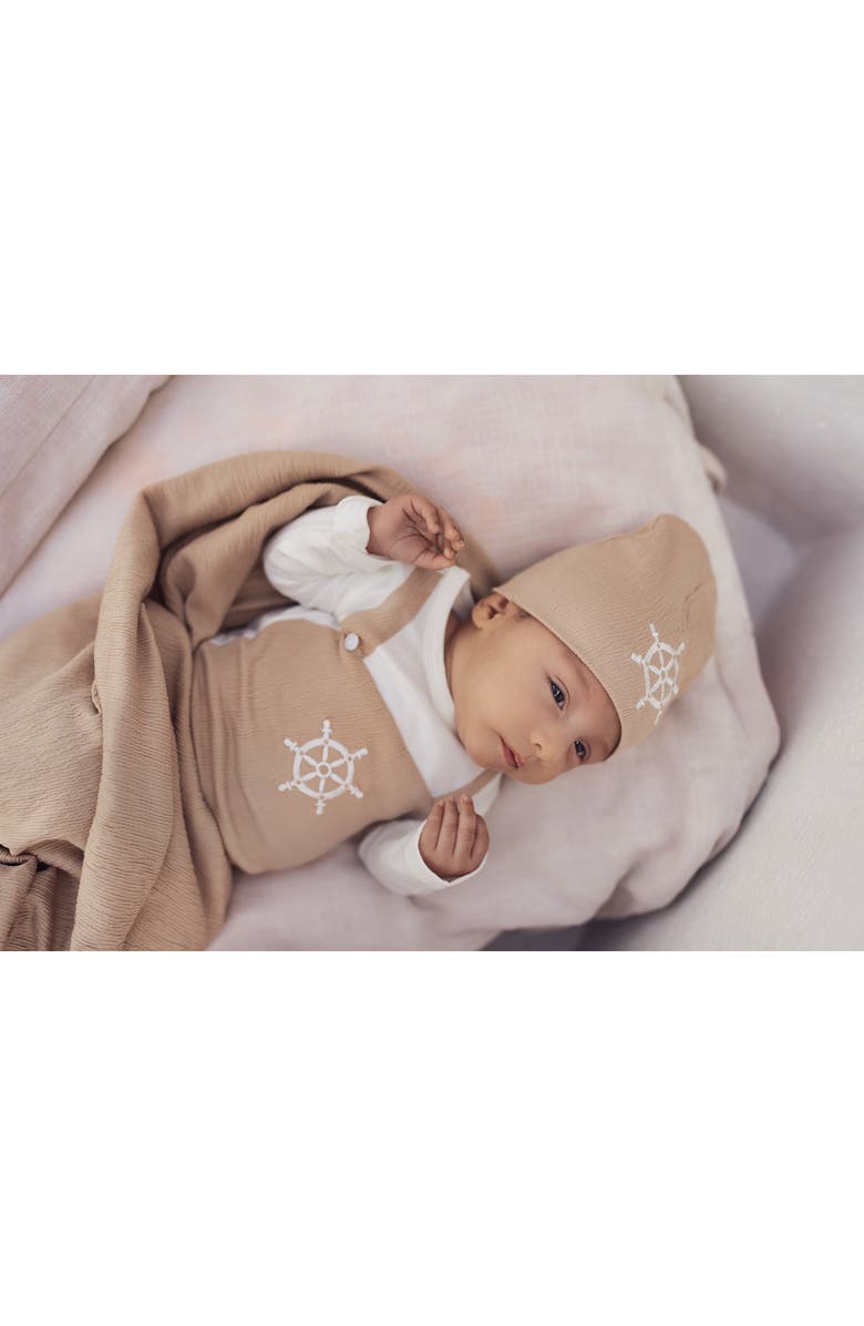 Manière Sailor Long Sleeve Overall Footie, Alternate, color, Sand