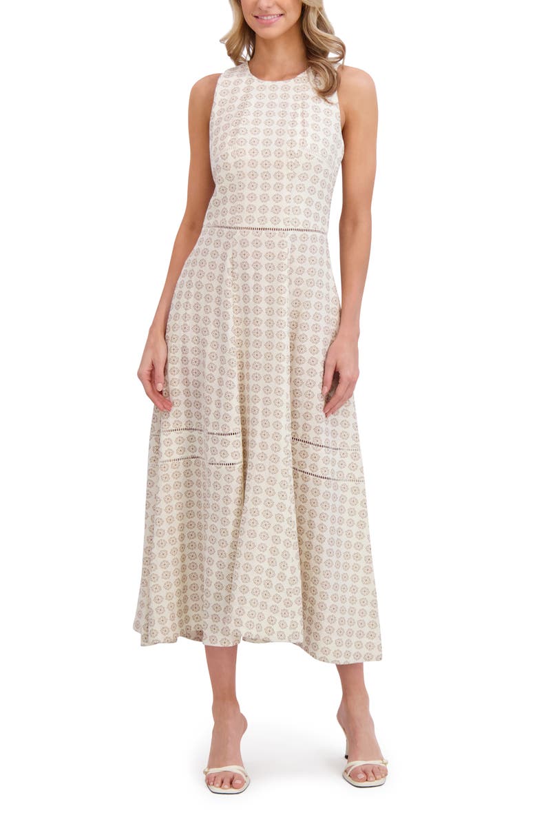 Ted Baker Geo Floral Sleeveless Linen Dress, Alternate, color, 