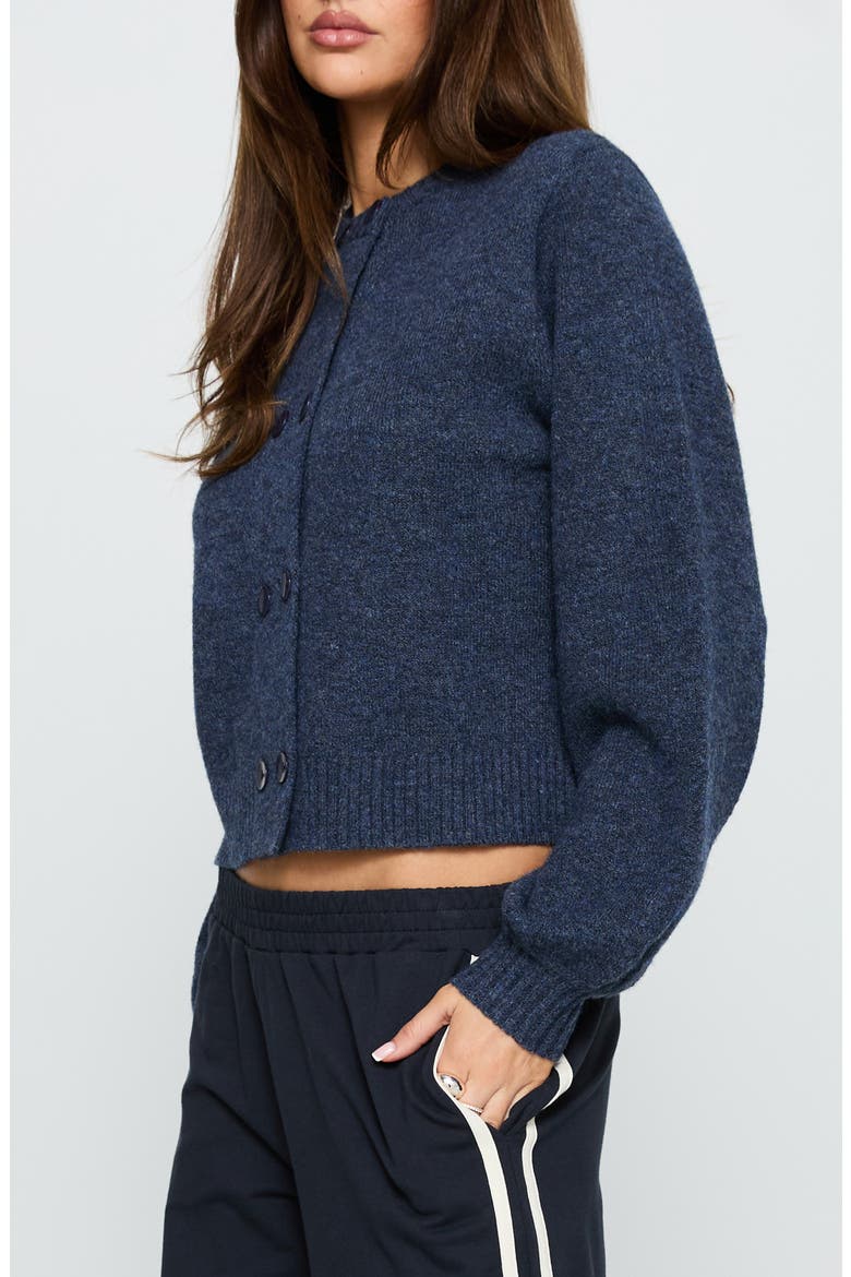 Kammi Double Button Crop Cardigan, Alternate, color, NAVY