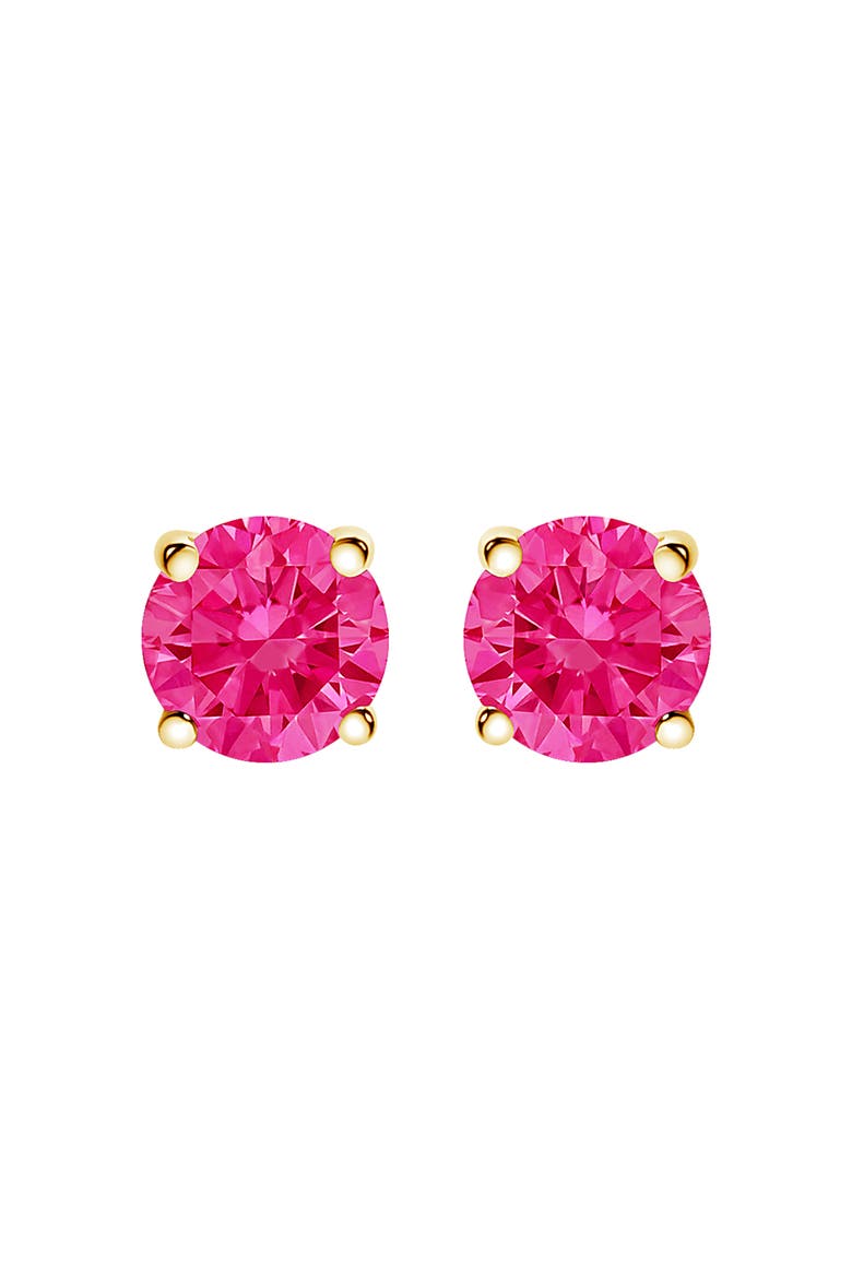 14K Yellow Gold 1.0 Cttw Pink Lab Grown Diamond Solitaire Stud Earrings, Alternate, color, Pink Diamond | Yellow