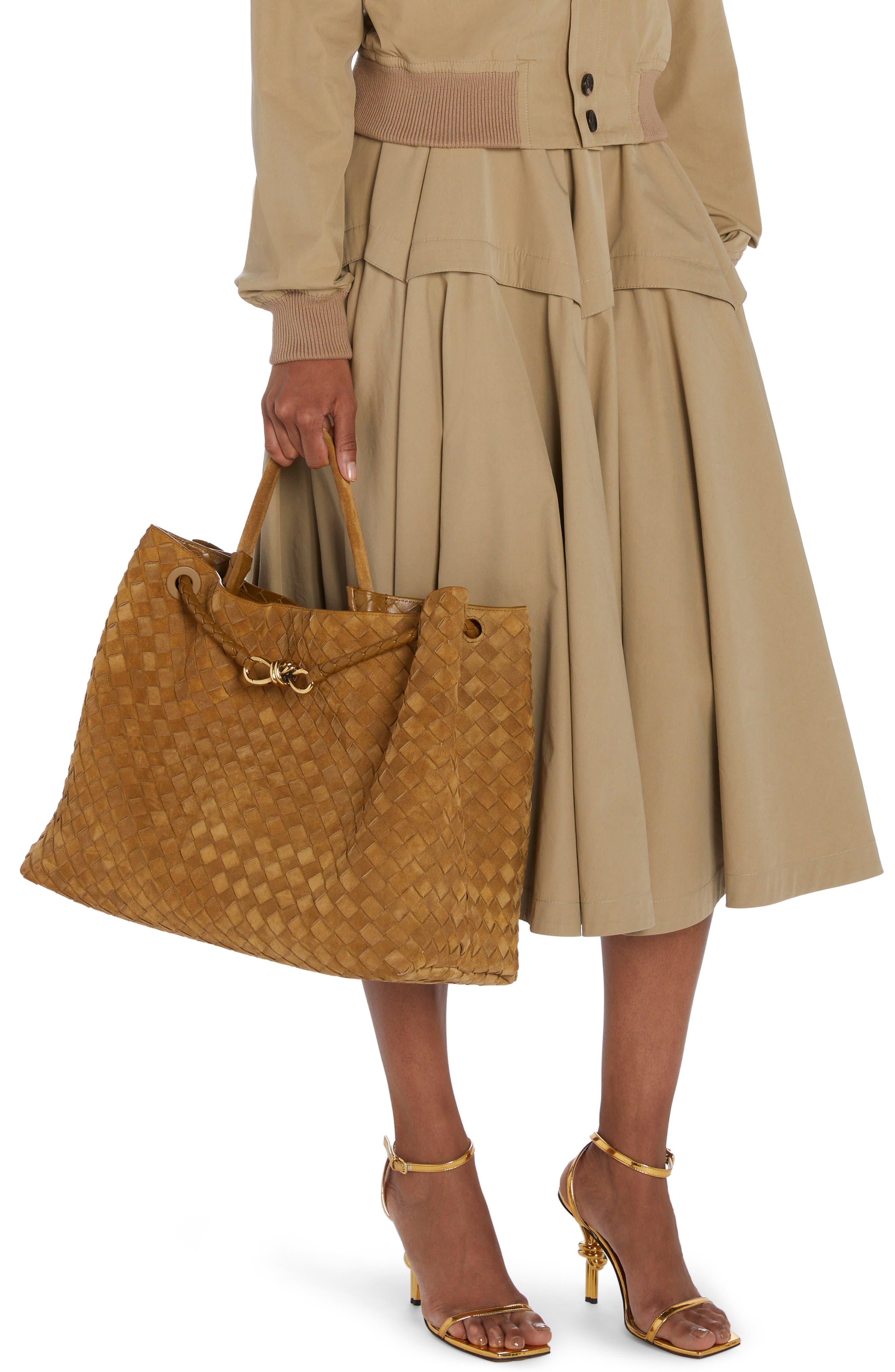 Bottega Veneta Large Andiamo Intrecciato Suede Tote, Alternate, color, 