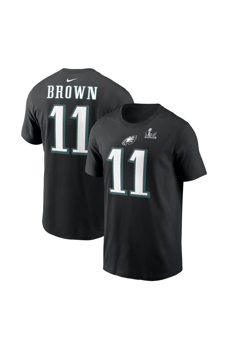Nike Men's Nike A.J. Brown Black Philadelphia Eagles Super Bowl LIX Name & Number T-Shirt, Alternate, color, 
