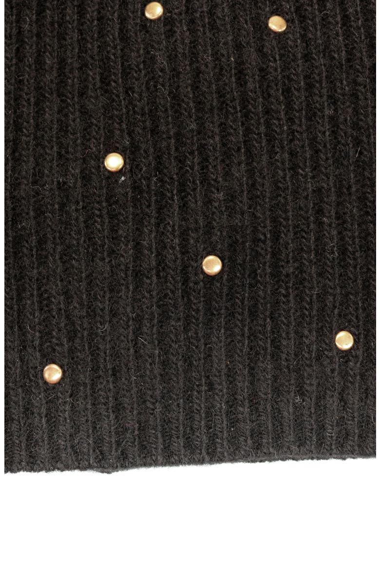 Ribbed Studded Cashmere Beanie, Alternate, color, BLACK