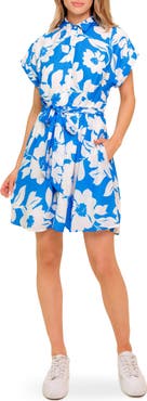FLYING TOMATO Tie Waist Button-Up Minidress